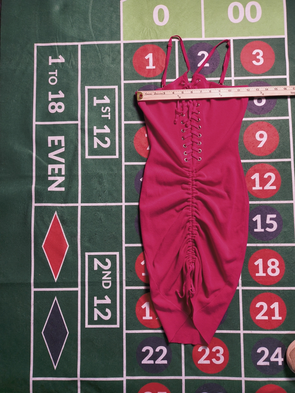 Fashion Nova Hot Pink Strapless Lace-Up Ruched Midi Dress Size Large - Picture 9 of 13